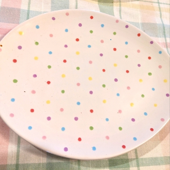 Picnic Oval Plates Ceramic Egg Plates Mixed Set Woven Metal Basket Spring Green - Picture 3 of 7